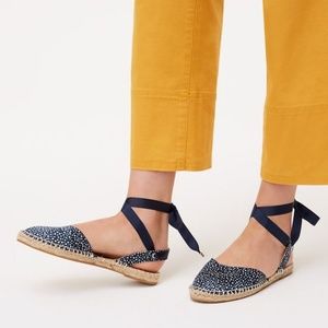 NWOT LOFT Polka Dot Ankle Tie Espadrille Flats